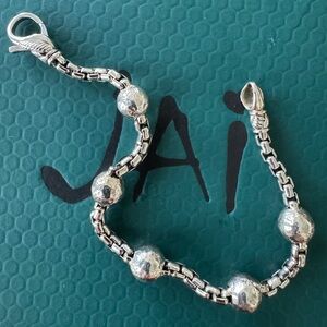 JAI John Hardy Sterling Silver Hammer Beads Link Bracelet 6 3/4”